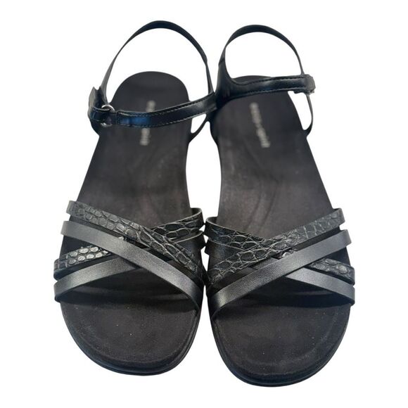 Easy Spirit Dottle 3 Embossed Comfort Sandals Women’s Size 8 Black Ankle Strap - Picture 1 of 8